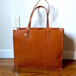 Beis The Work Tote in Cognac Croc